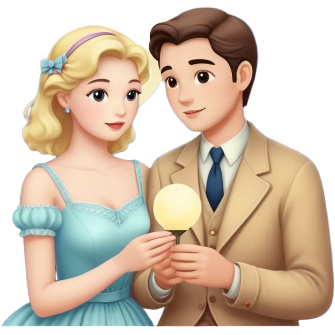 Pastel warm-colored romantic vintage Moonlight date emoji