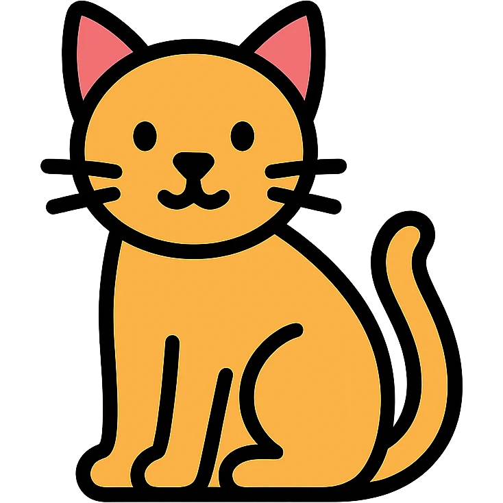 cat, clean lines, simple, modern, color outline icon style emoji