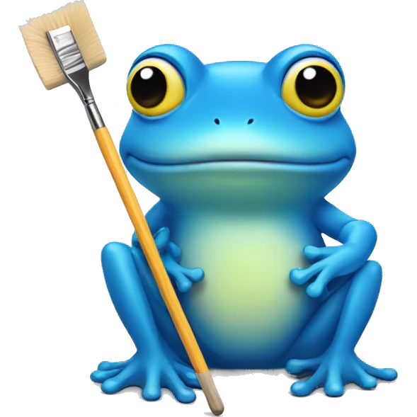 blue frog with pincel emoji