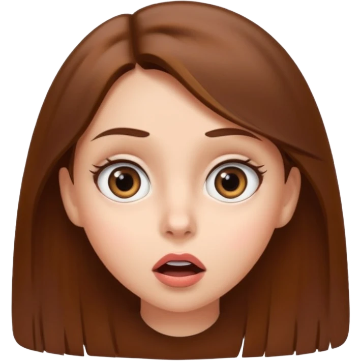 girl with brown hair, surprised expression emoji