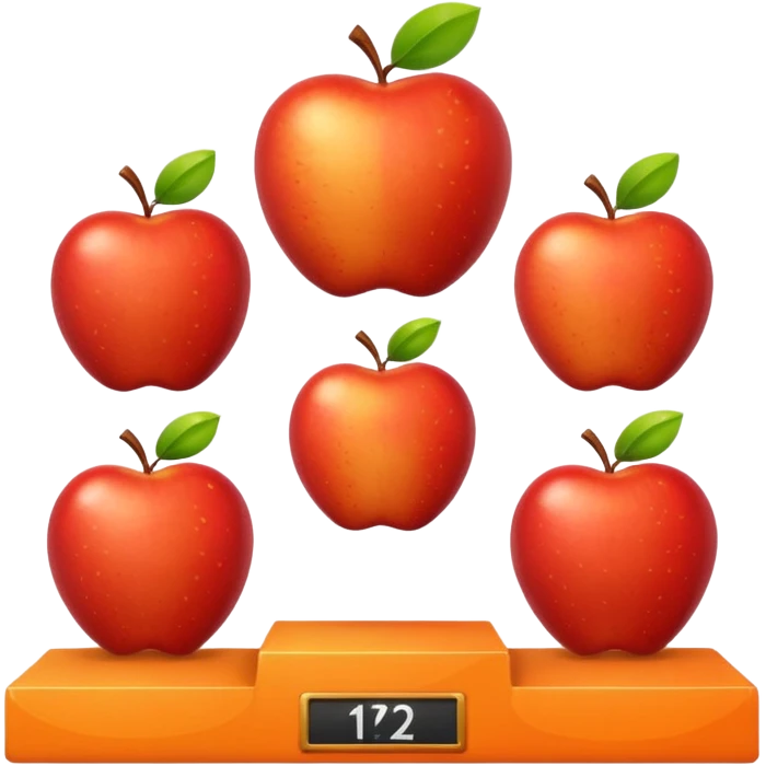 medal podium where 2nd and 3rd place are apples and 1st place is an orange emoji