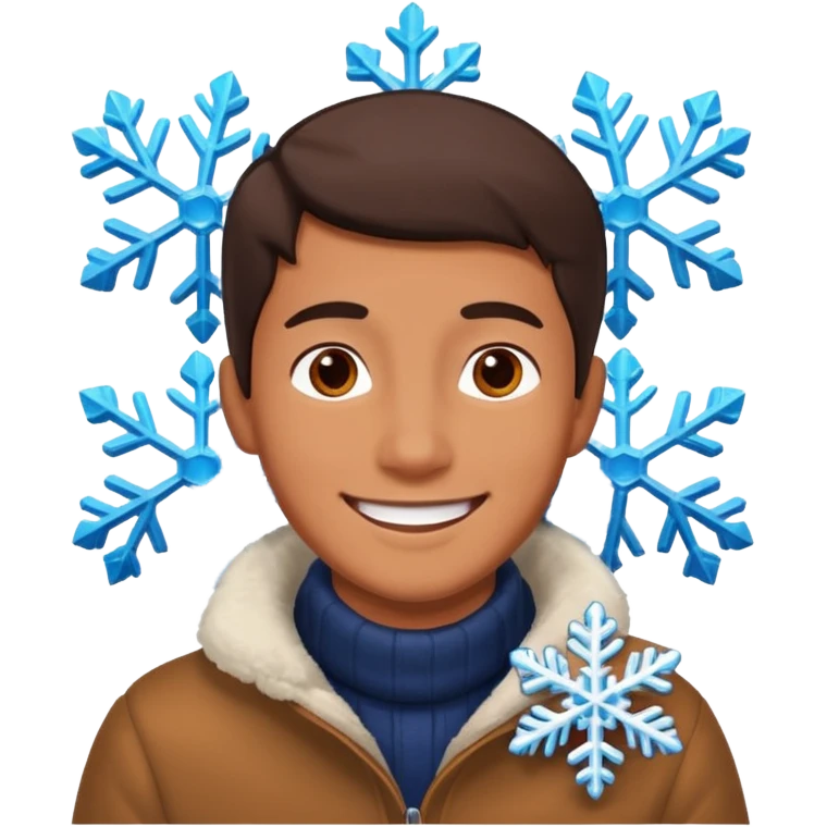 Guy looking at a snowflake emoji