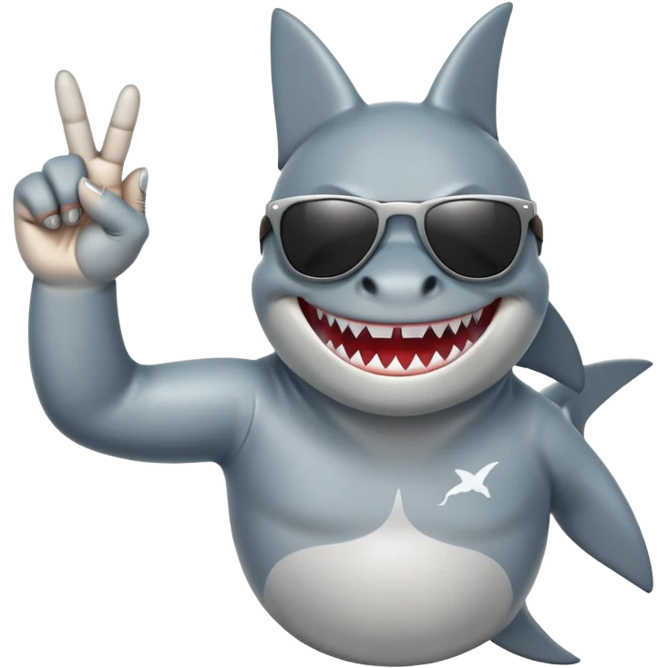 shark wearing sunglasses and putting the middle finger up emoji