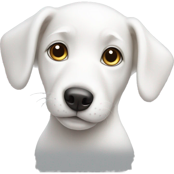 A white puppy with bright eyes emoji