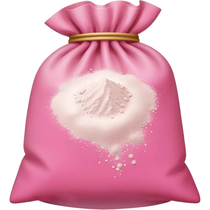 Crea un emoji que sea una bolsa de polvo rosado que diga guau emoji
