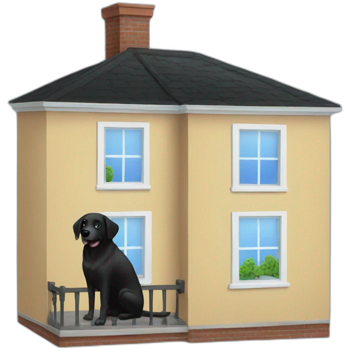 a house with black dog in window emoji