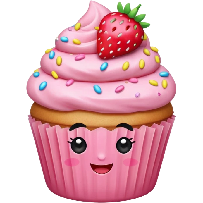 kawaii strawberry cupcake emoji