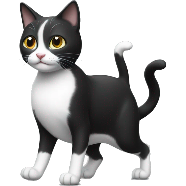 Black and white Cat walking on two legs emoji