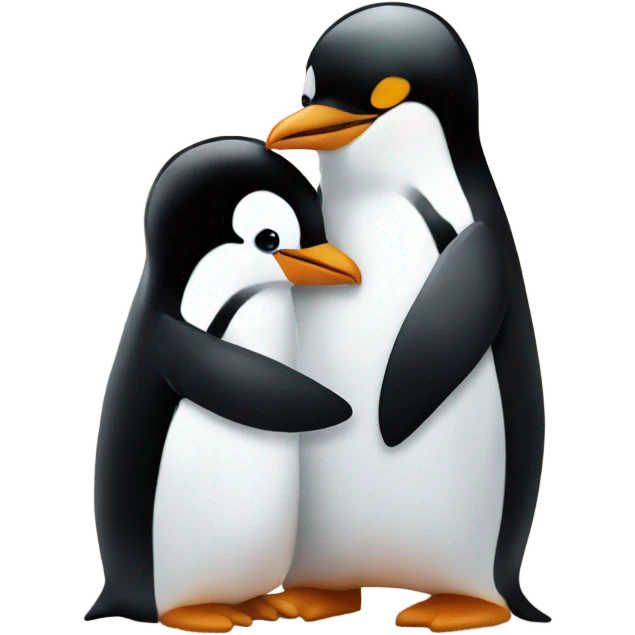 Penguin hugging another penquin emoji