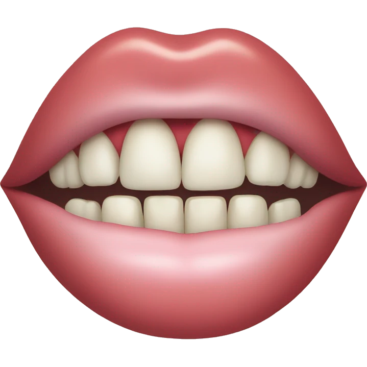 Teeth on lips emoji