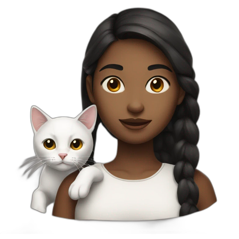 Malgache girl with a white and black cat  emoji