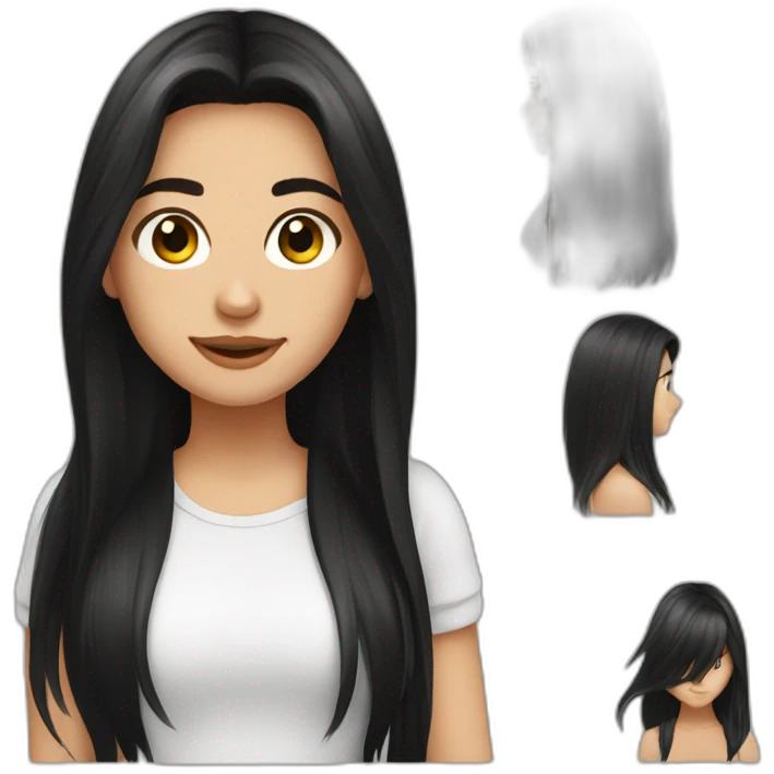 German teen with long black hair and highlights emoji