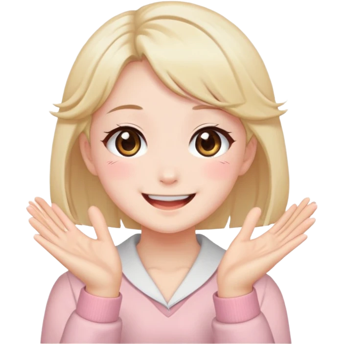 Anime girl clapping cheeks emoji