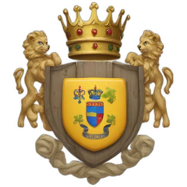 A coat of arms with an $ emoji