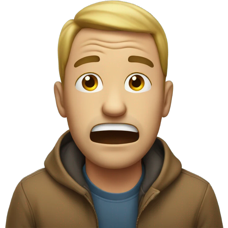 man crying with fun emoji
