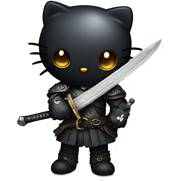 dark hello kitty with sword emoji