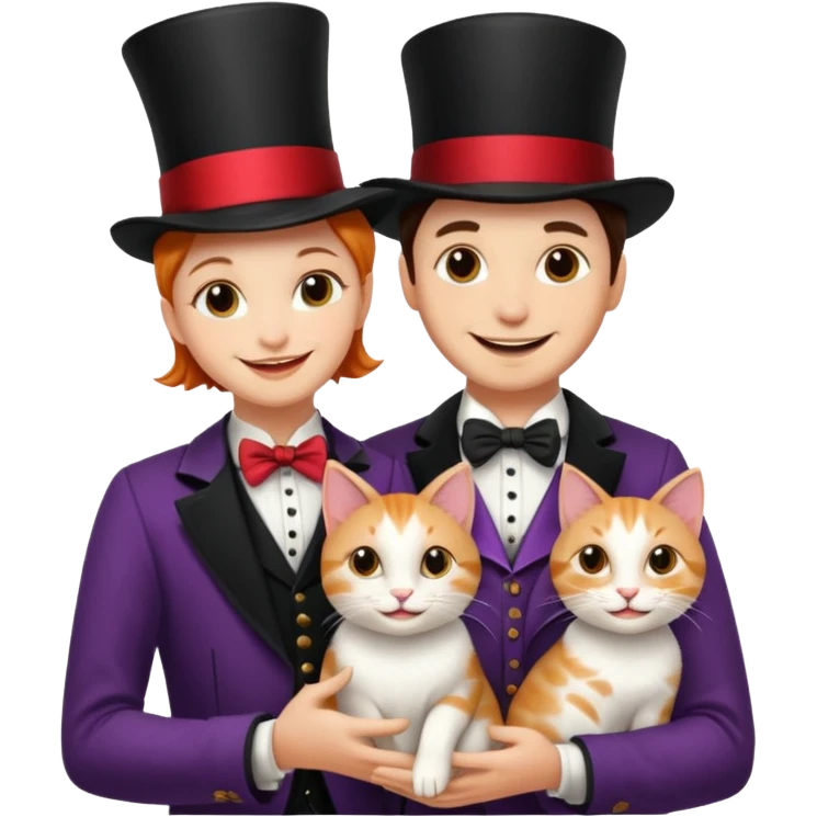 magician couple and their pet cat emoji