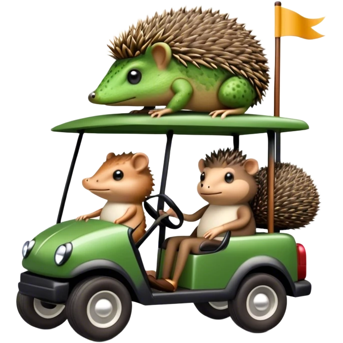 A toad and a hedgehog on a golf cart emoji