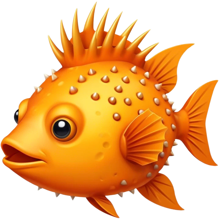 All Orange Blowfish with spikes emoji