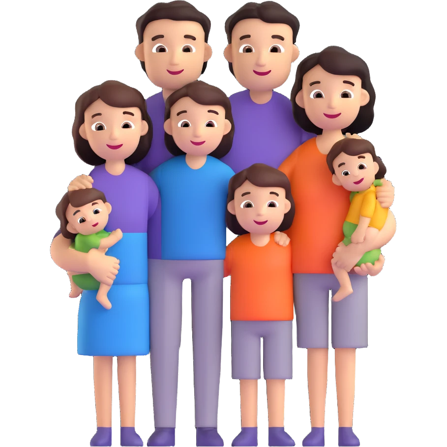 cheerful family of four hugging emoji