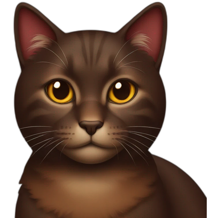 Dark brown and red cat emoji