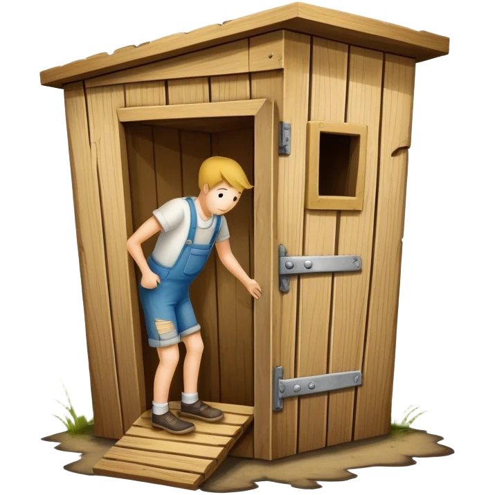 A trophy in the shape of an outhouse with a persons legs breaking out of the bottom at the base “I stink at FF” emoji