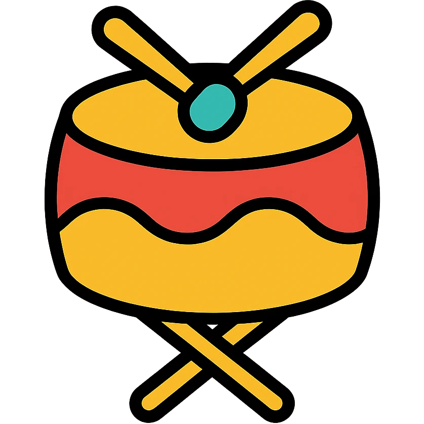 sino Chinese drum icon in color outline style emoji