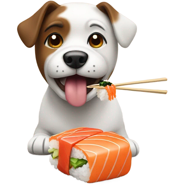 Dog eating sushi emoji