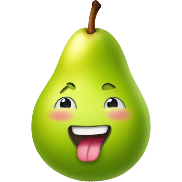 A cute pear with tongue sticking out emoji