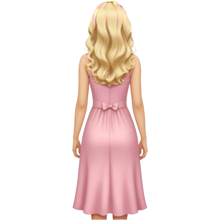 close up back view of long wavy blonde hair, light pink dress emoji