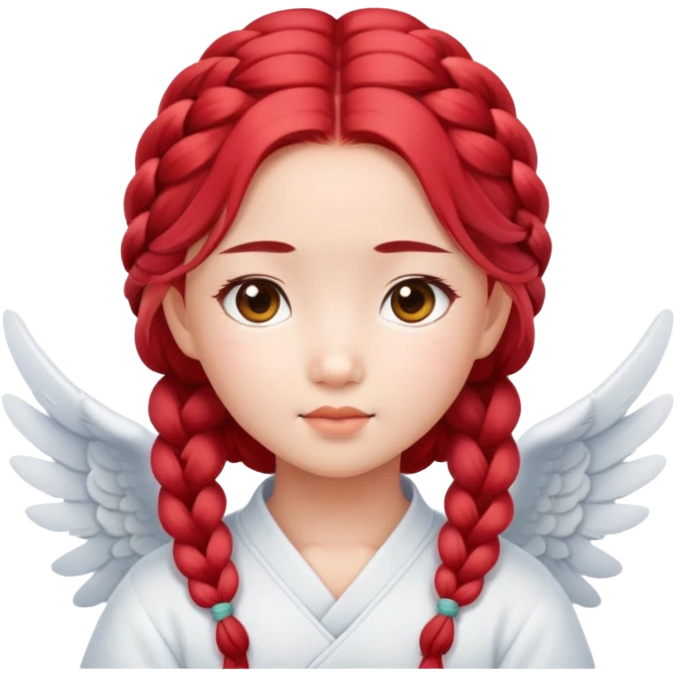 Cute Asian angel with red braided hair and oval face emoji