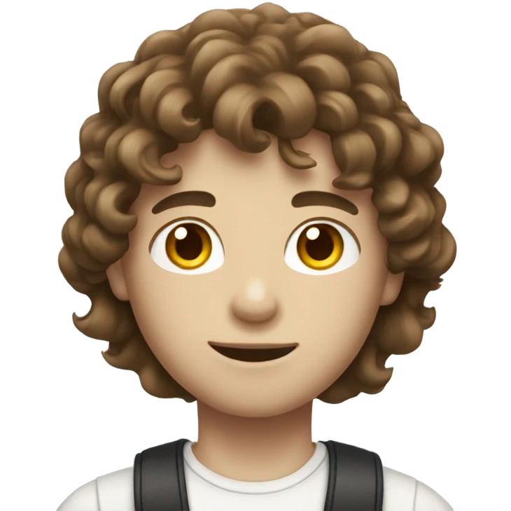 Boy with brown wavy hair and white skin emoji