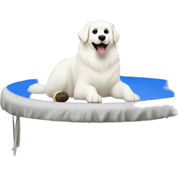 Great Pyrenees on trampoline emoji