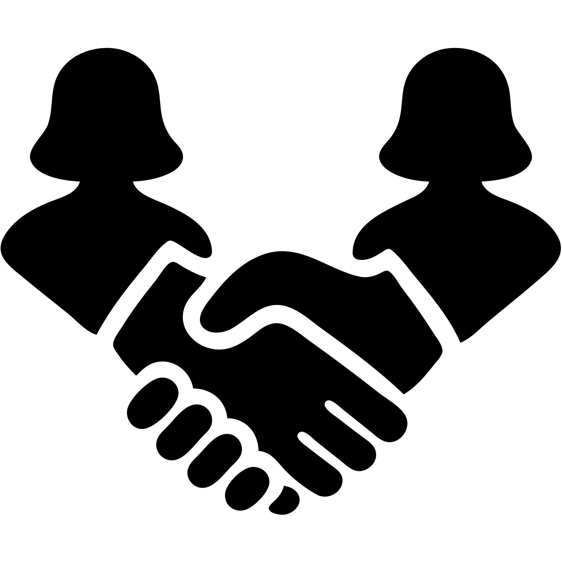 two female hands shaking, solid black fill, minimalism, smooth lines emoji