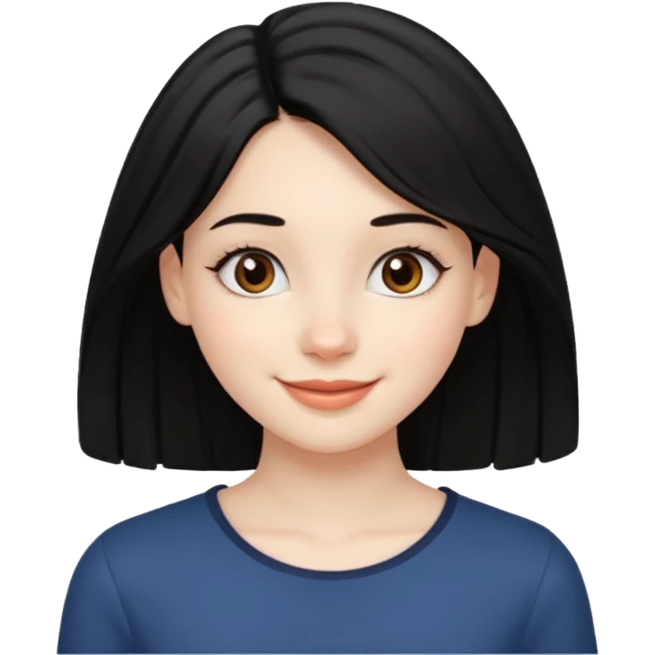 a girl that has black 4c hair textures and pale skin color, It has brown eyes, a nose, lips, and it’s smiling. emoji