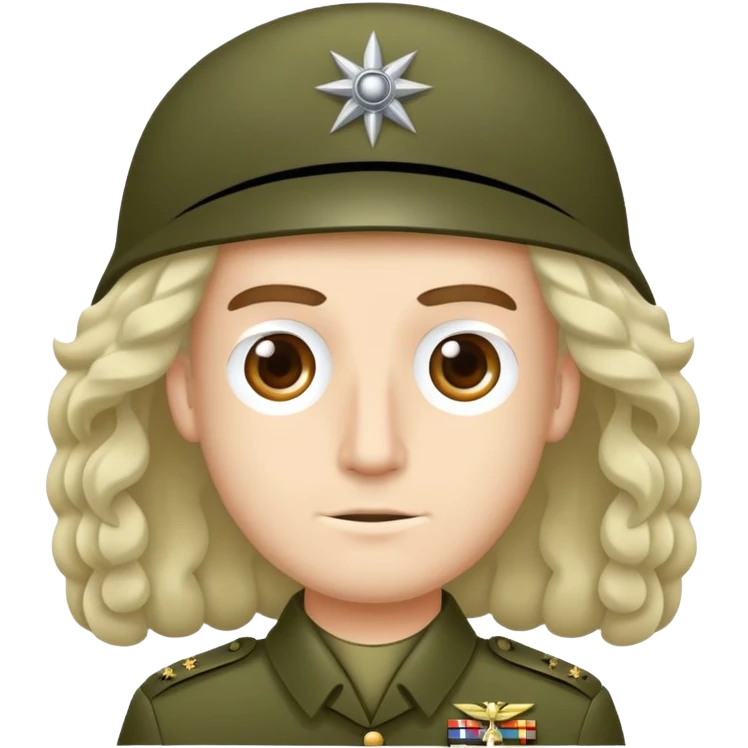 Militaire gespierde licht getinte man met krullend haar en donkere ogen  emoji