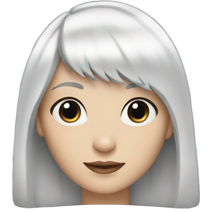 Woman who has white skin and half black hair and half White hair and bangs  emoji