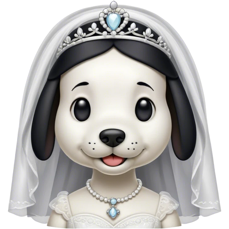 dog snoopy as a bride black ears emoji