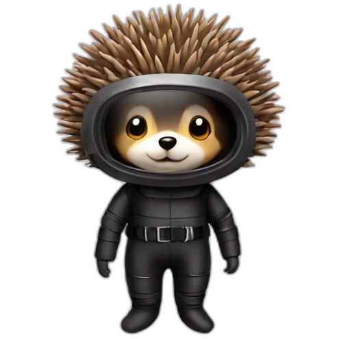 hedgehog in black rubber shiny diving suit emoji