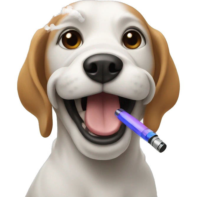 Dog hitting vape emoji