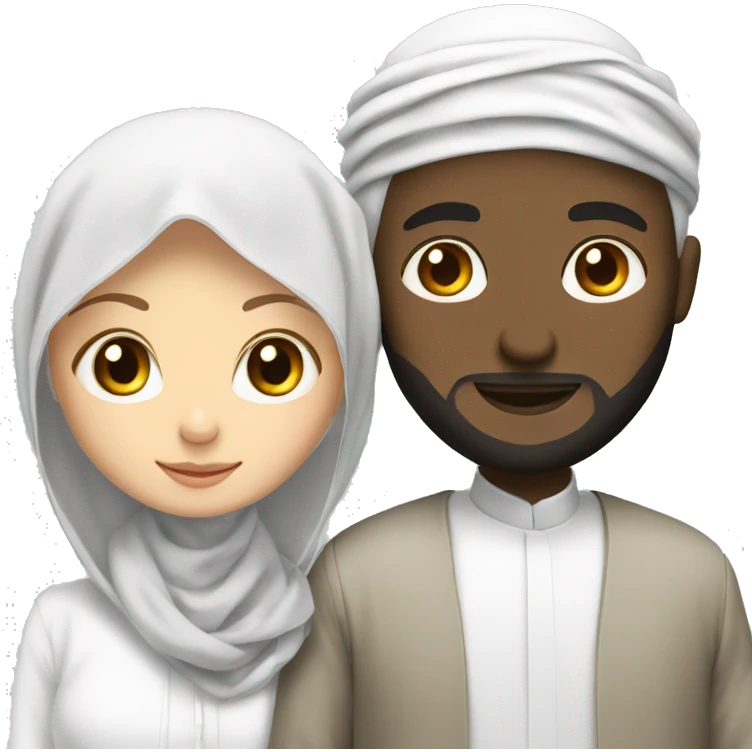 Girl with white hijab and islamische man Married  emoji