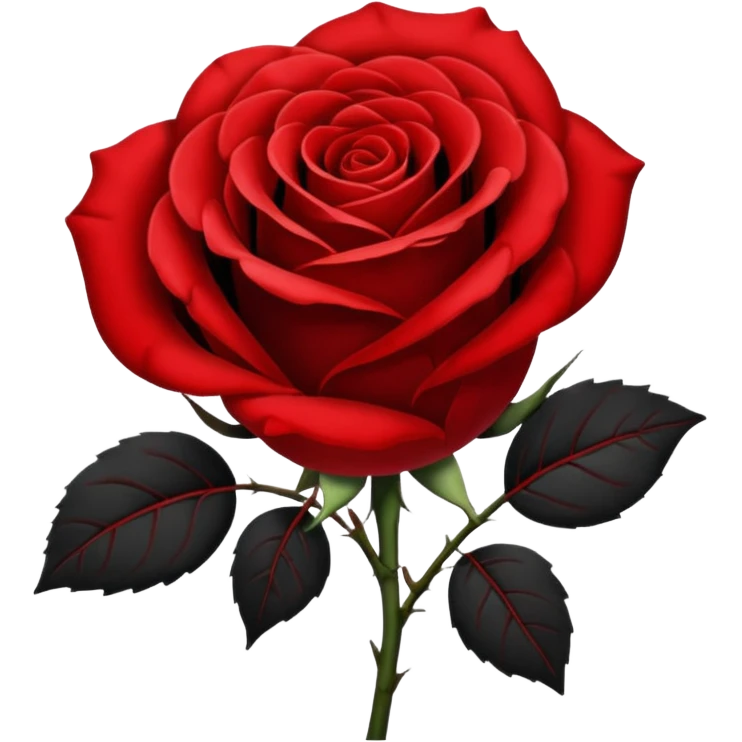 black and red half  rose emoji