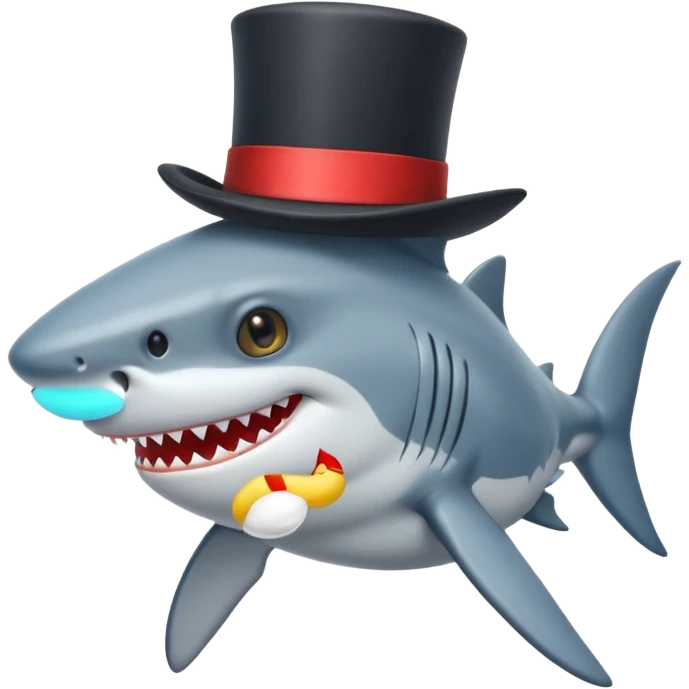 Shark with a top hat emoji