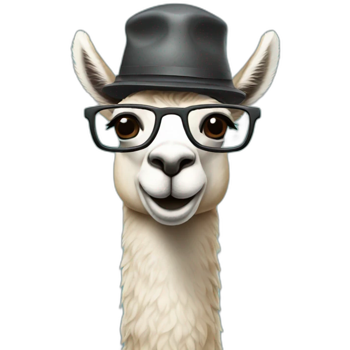 llama with a cap and glasses emoji