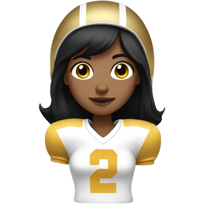 Girl with black hair gold eyes playing quarterback football emoji