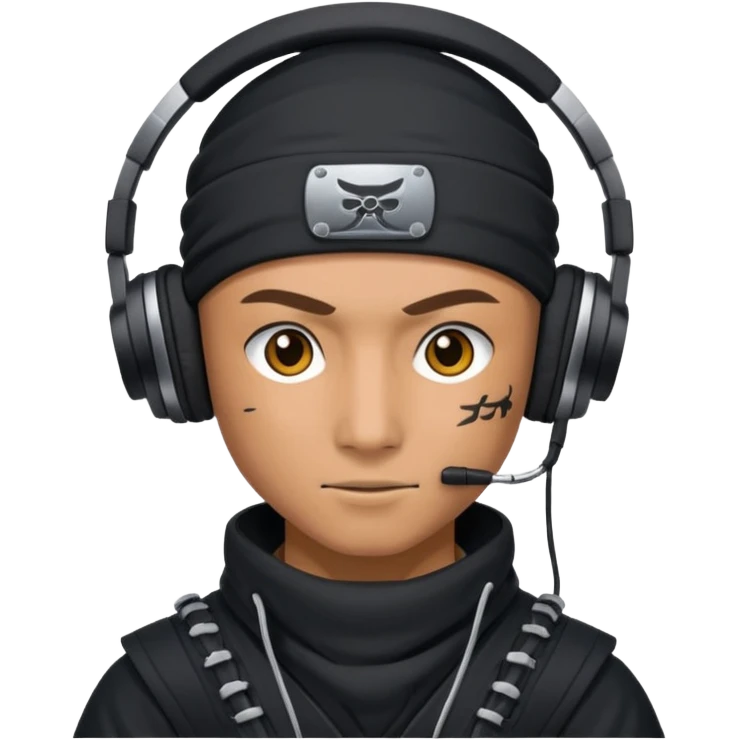 Make a customized emoji that has dj headphones on and a ninja outfit emoji