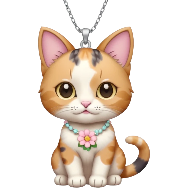 A cute chibi cat with hawaiian pastel flower necklace, posing proudly. emoji