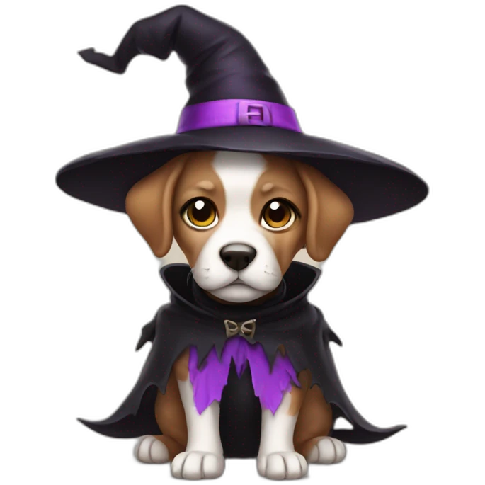puppy in halloween witch costume emoji