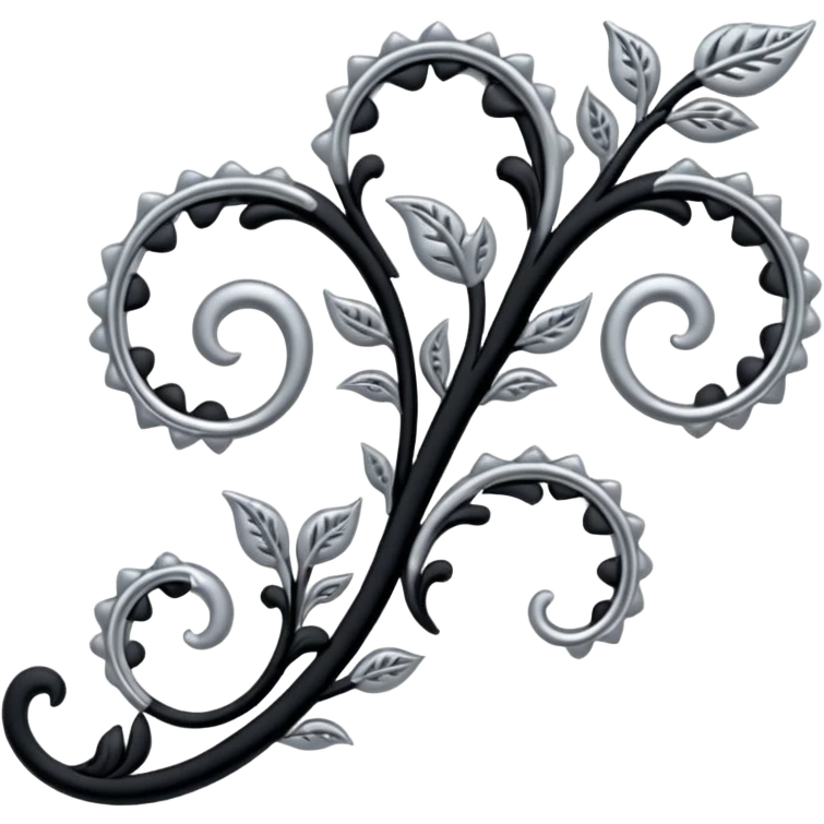 Black and silver filigree vine design, 3D, extremely detailed design emoji