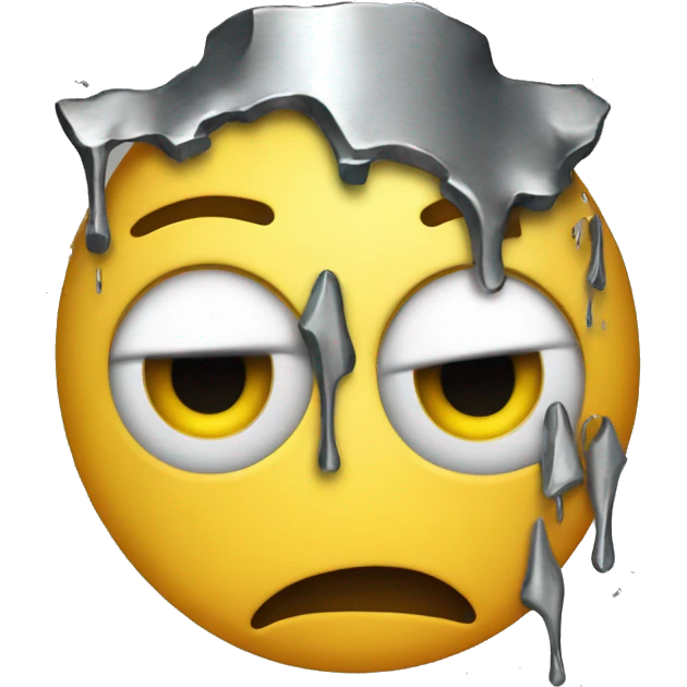 Sad face emoji with metal coming out of the head emoji